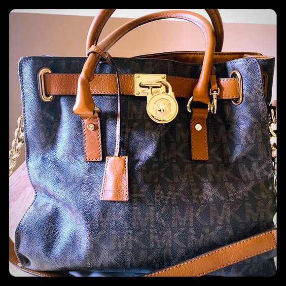 Authentic Micheal Kors Large Brown Hamilton Tote